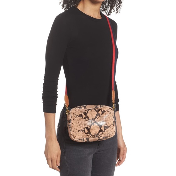 Clare V. Midi Sac Camel Snake Embossed Leather Crossbody Bag NWT Tan Reptile - Picture 6 of 8